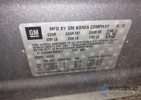 2015 Buick Encore z USA, uszkodzony, nr VIN KL4CJASB8FB203577